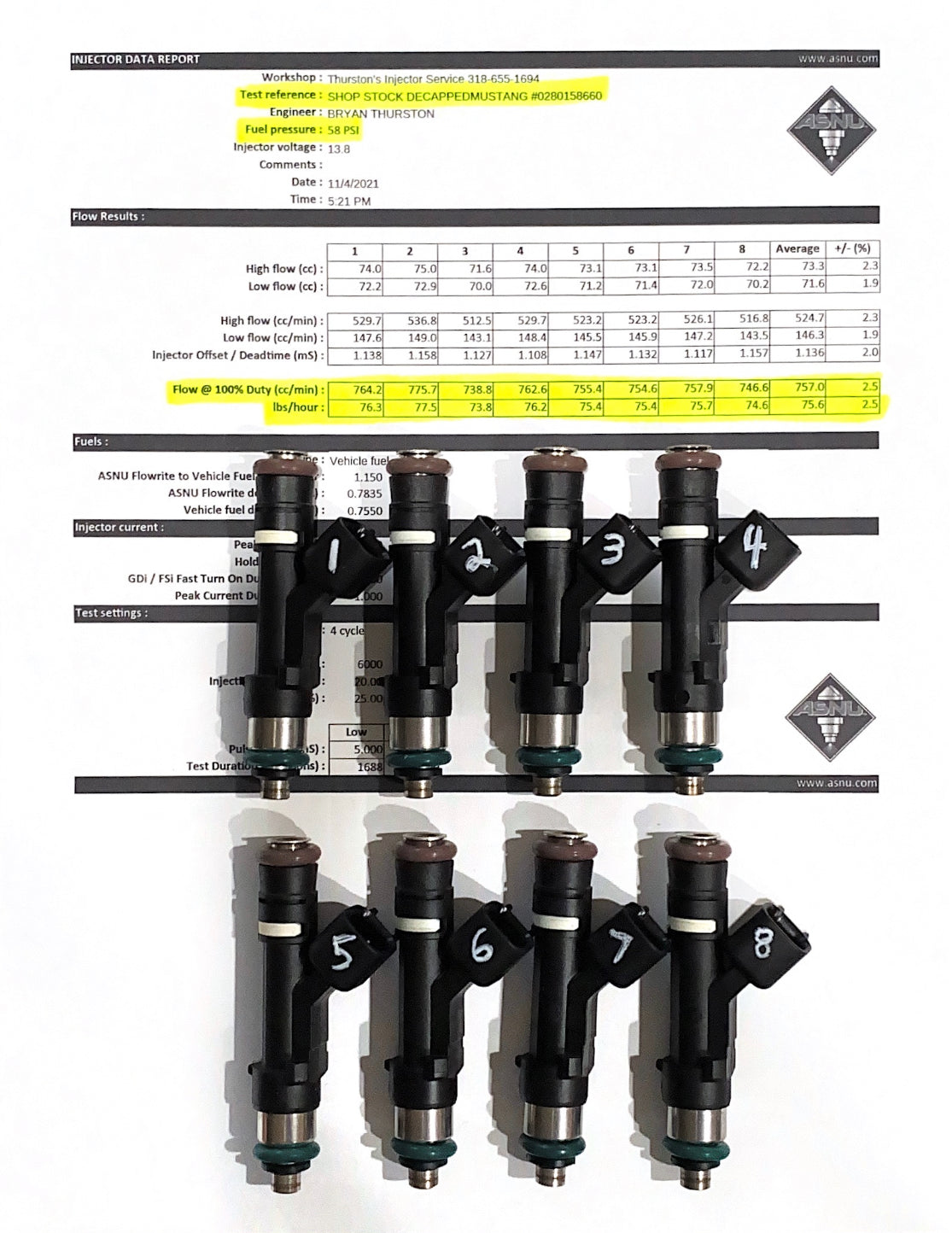 700cc @ 58 psi Mustang Fuel Injectors