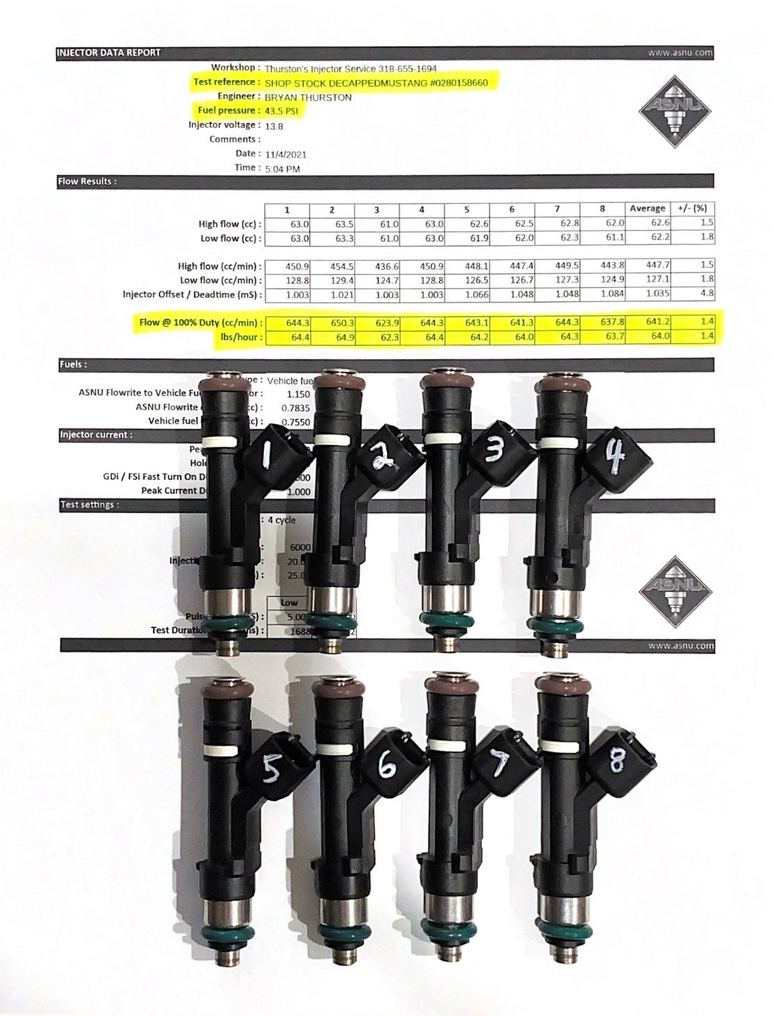 700cc @ 58 psi Mustang Fuel Injectors